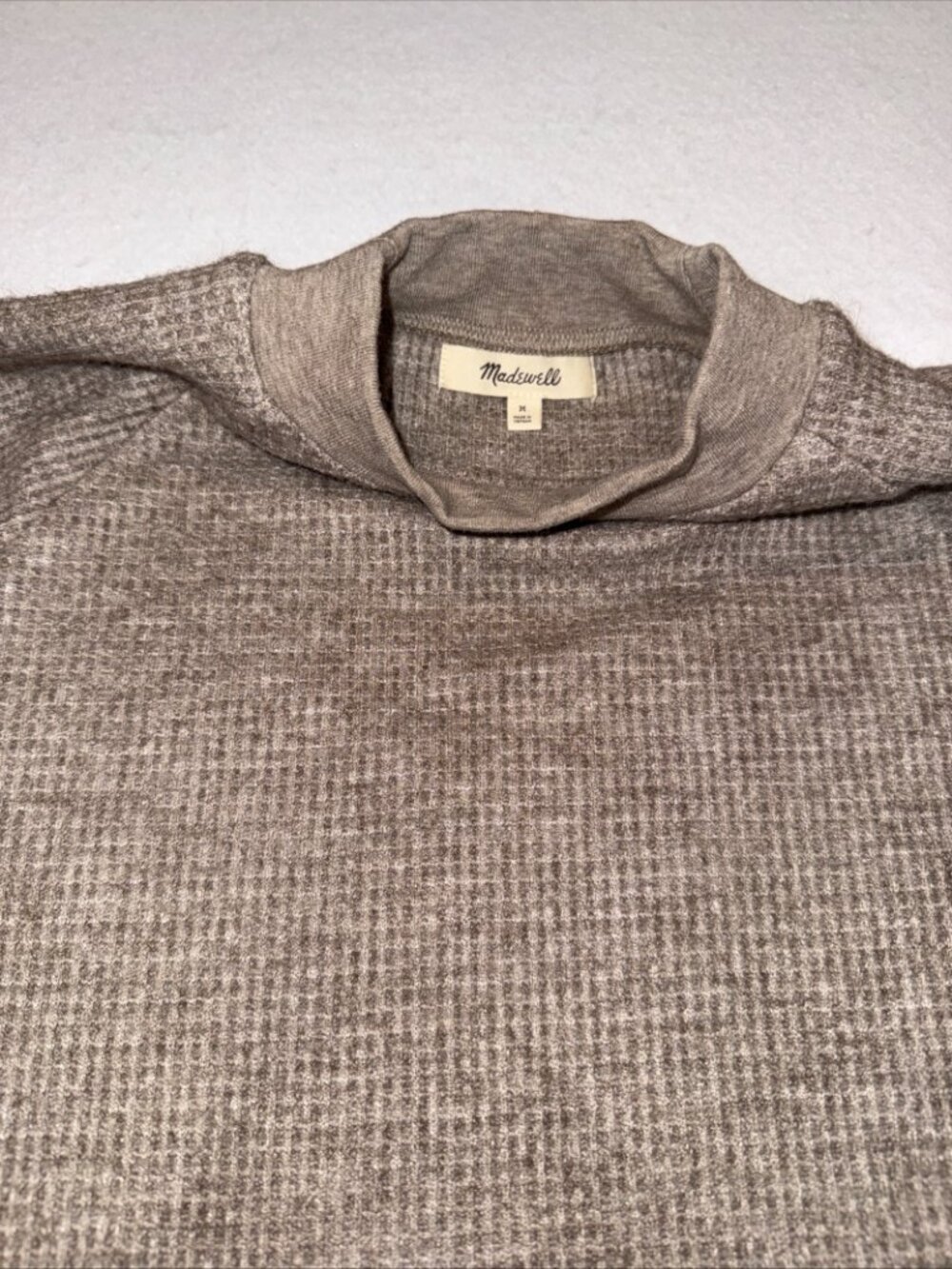 Madewell Waffle Knit Mock Neck Pullover Sweater Taupe Beige Medium Never worn